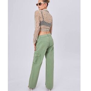 Cider Alessia Solid Cargo Jeans Size M